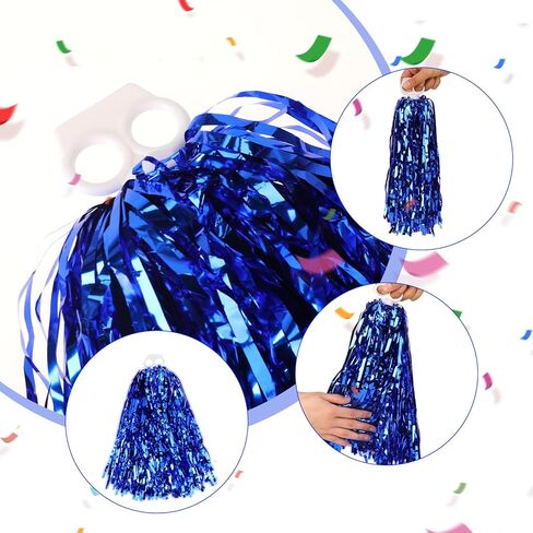 كرات بوم للتشجيع مع مقبض 6 عبوات من الكريات المشجعة من رقائق معدنية للرقص الرياضي لروح الفريق (أزرق) in Kuwait