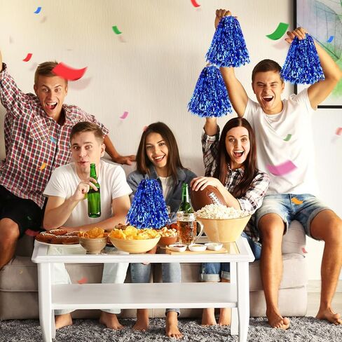 كرات بوم للتشجيع مع مقبض 6 عبوات من الكريات المشجعة من رقائق معدنية للرقص الرياضي لروح الفريق (أزرق) in Kuwait