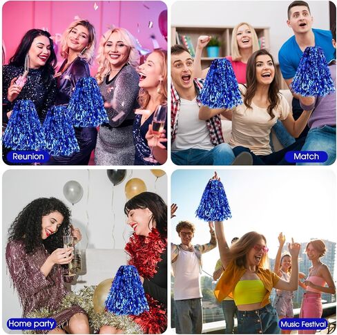 كرات بوم للتشجيع مع مقبض 6 عبوات من الكريات المشجعة من رقائق معدنية للرقص الرياضي لروح الفريق (أزرق) in Kuwait