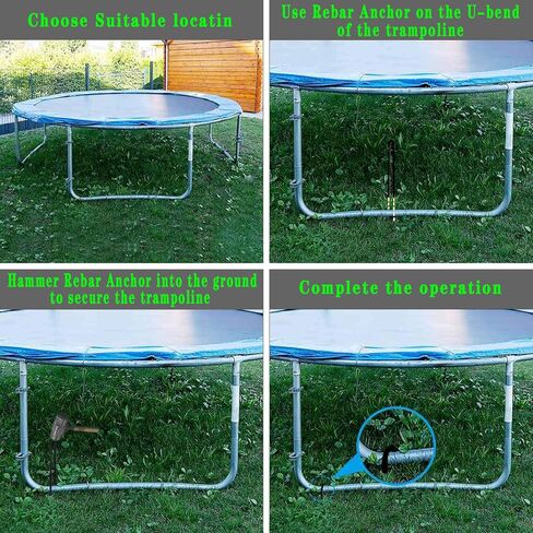 10"x2" Trampolines Wind Stakes Heavy Duty U Shape Galvanized Steel Trampoline Stakes Ground Anchors with Sharp End for Camping Tent, Garden Staples, Trampoline Pins (12) in Saudi Arabia