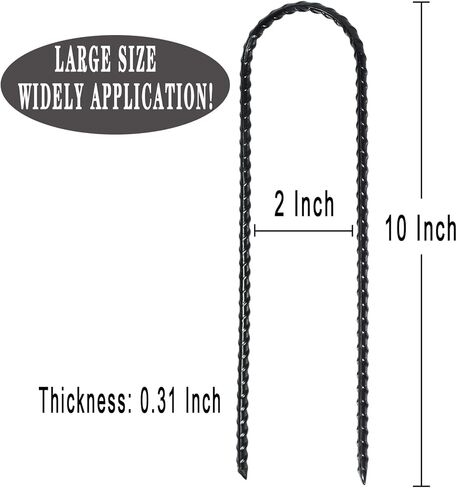 10"x2" Trampolines Wind Stakes Heavy Duty U Shape Galvanized Steel Trampoline Stakes Ground Anchors with Sharp End for Camping Tent, Garden Staples, Trampoline Pins (12) in Saudi Arabia
