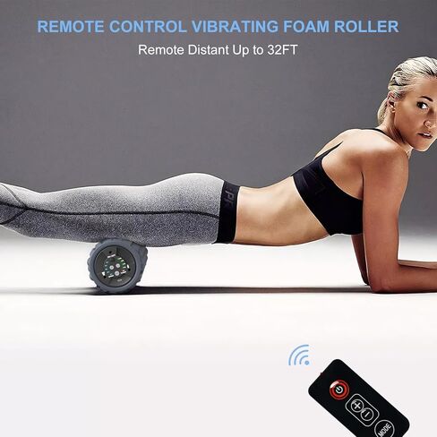 Remote Control Vibrating Foam Roller - VF2 5 Speed Electric Back Roller Physical Deep Tissue Massage Exercise Recovery Muscle Roller in Kuwait
