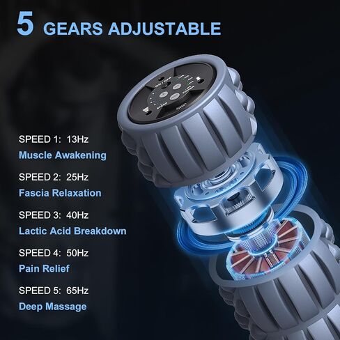 Remote Control Vibrating Foam Roller - VF2 5 Speed Electric Back Roller Physical Deep Tissue Massage Exercise Recovery Muscle Roller in Kuwait