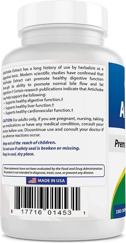 Best Naturals Artichoke Extract 10000 mg Equivalent - 3rd Party Lab Tested - 180 Capsules in Saudi Arabia