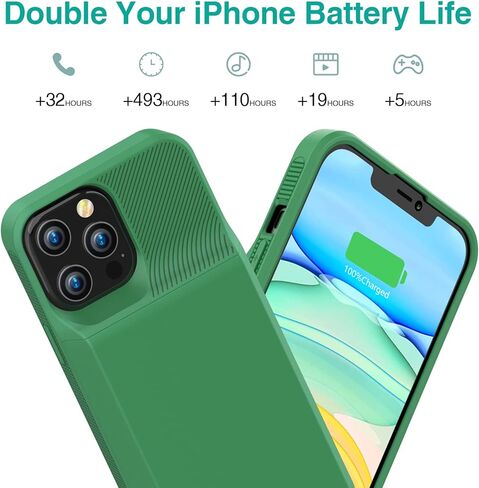 Battery Case for iPhone 13/13 Pro, 7000mAh Portable Extended Charger Cover with Soft TPU Case Charging Case for iPhone 13 and iPhone 13 Pro (6.1 inch) Gray in Kuwait