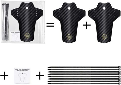 TEKCAM MTB Fender Mountain Bike Fender مع نمط ذهبي عالمي أمامي وخلفي للدراجات الجبلية واقي الطين يناسب 20 بوصة/24 بوصة/26 بوصة/27.5 بوصة/29 بوصة دراجات ذات إطارات سميكة وجميع دراجات الفرامل القرصية - زوج واحد in Kuwait