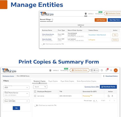 برنامج TFA لإيداع النماذج الضريبية والطباعة والبريد وefile نماذج W2 و1099 لنظامي التشغيل Windows وMac in Kuwait