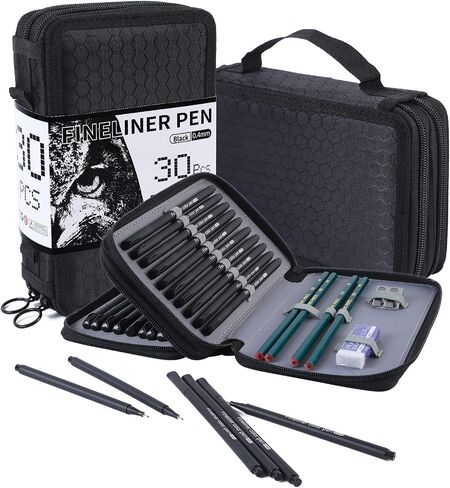 RIANCY 0.4mm Fineliner Planner Pens 36 Fine Point Black Ink Felt Tip Markers Sipa Porous Pens for Note-Taking Drawing Journaling Writing School Office Art Supplies in Saudi Arabia