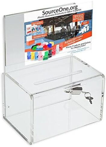 Source One Small 5-Inch Wide Deluxe Oblong Donation Box with Ad Frame & Free Lock (Blue) in Kuwait