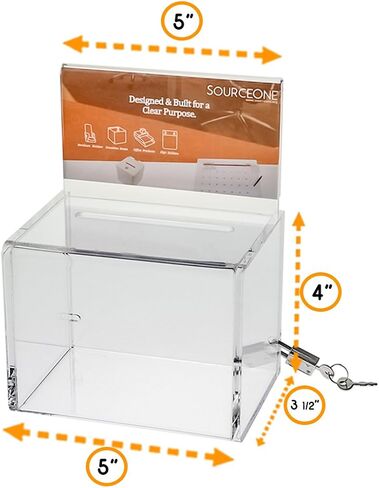 Source One Small 5-Inch Wide Deluxe Oblong Donation Box with Ad Frame & Free Lock (Blue) in Kuwait