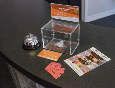 Source One Small 5-Inch Wide Deluxe Oblong Donation Box with Ad Frame & Free Lock (Blue) in Kuwait