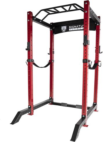 حامل قفص القرفصاء من Signature Fitness SF-3 سعة 1500 رطل 3 × 3 بوصة، يتضمن خطافات J وأشرطة أمان، وملحقات اختيارية أخرى in Saudi Arabia