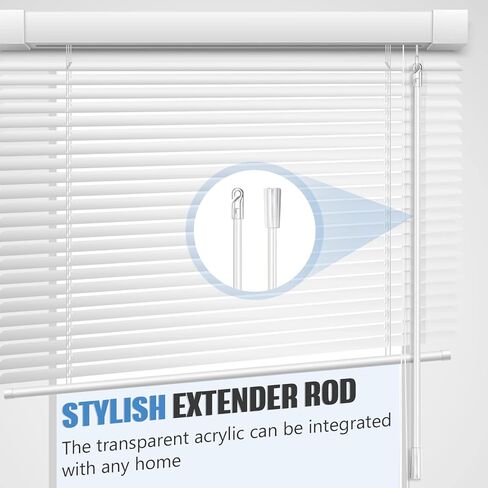 قطعتان من قطع غيار الستائر الرأسية ذات العصا العمياء، قضيب أعمى مع خطاف وقبضة، فتاحة أعمى شفافة، قضيب إمالة طويل للنافذة العمياء (12 بوصة، بلاستيك) in Kuwait