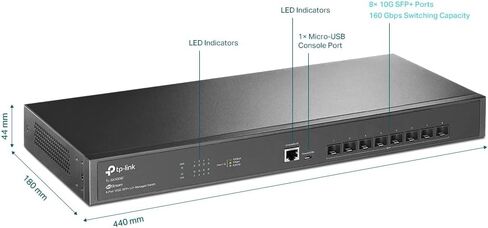 TP-Link TL-SX3008F | 8 Port 10G SFP+ Enterprise Level Switch | L2+ Smart Managed | Omada SDN Integrated | IPv6 | Static Routing | L2/L3/L4 QoS, IGMP & LAG | 5 Year Manufacturer Warranty in Saudi Arabia