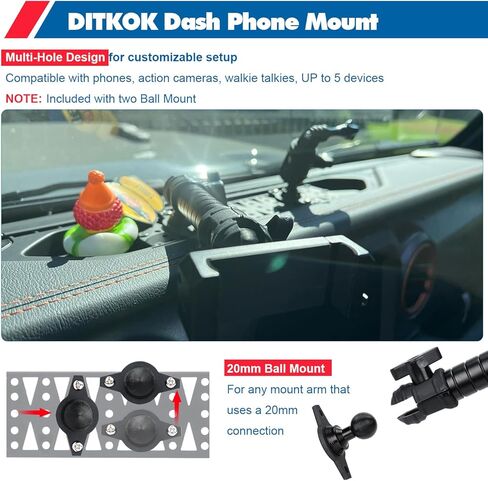 Dash Phone Mount for Jeep 2018-2023 Wrangler JL JLU 2020-2023 Gladiator JT Phone Holder, Metal Dash Mount Platform for GoPro and Cell Phone in Kuwait