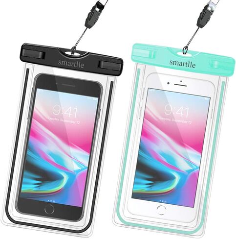 جراب هاتف ذكي مقاوم للماء من Smartlle، عبوتان من حقيبة/حامل هاتف خلوي مقاوم للماء لهاتف iPhone 13 12 11 Pro Max XS Max، SE XR X 8 7 6S Plus، Samsung Galaxy، LG، IPX8 حقيبة جافة مع حبل للرقبة in Kuwait