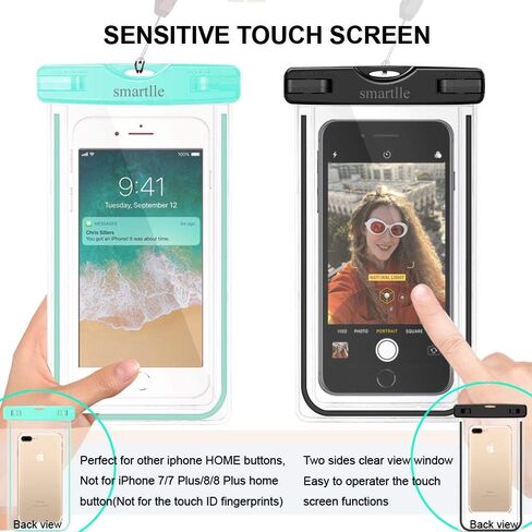 جراب هاتف ذكي مقاوم للماء من Smartlle، عبوتان من حقيبة/حامل هاتف خلوي مقاوم للماء لهاتف iPhone 13 12 11 Pro Max XS Max، SE XR X 8 7 6S Plus، Samsung Galaxy، LG، IPX8 حقيبة جافة مع حبل للرقبة in Kuwait