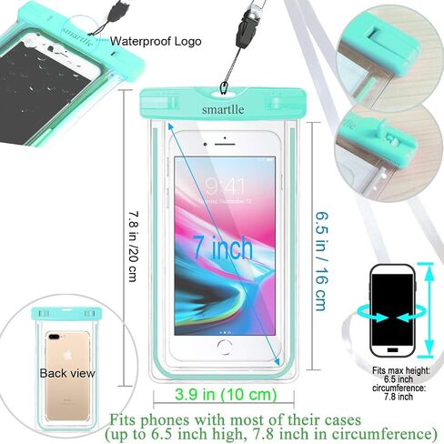 جراب هاتف ذكي مقاوم للماء من Smartlle، عبوتان من حقيبة/حامل هاتف خلوي مقاوم للماء لهاتف iPhone 13 12 11 Pro Max XS Max، SE XR X 8 7 6S Plus، Samsung Galaxy، LG، IPX8 حقيبة جافة مع حبل للرقبة in Kuwait