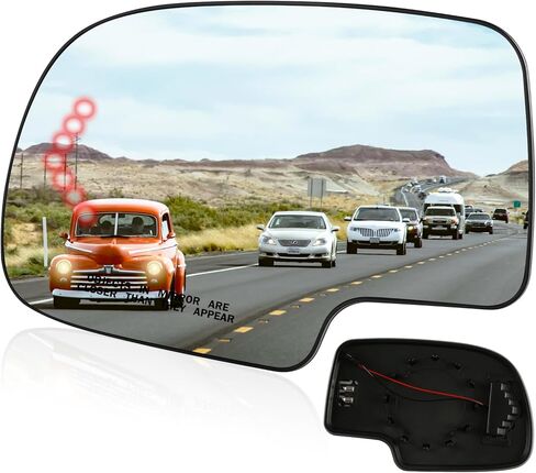 زجاج مرآة مُسخن بجانب السائق متوافق مع 2003-2006 كاديلاك إسكاليد، شيفروليه أفالانش، سيلفرادو، سوبربان، تاهو، جي إم سي سييرا، يوكون، مرآة محدبة مع إشارة الانعطاف (يسار) in Kuwait