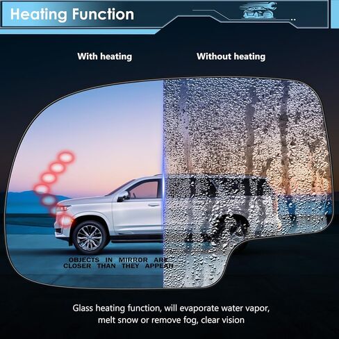 زجاج مرآة مُسخن بجانب السائق متوافق مع 2003-2006 كاديلاك إسكاليد، شيفروليه أفالانش، سيلفرادو، سوبربان، تاهو، جي إم سي سييرا، يوكون، مرآة محدبة مع إشارة الانعطاف (يسار) in Kuwait