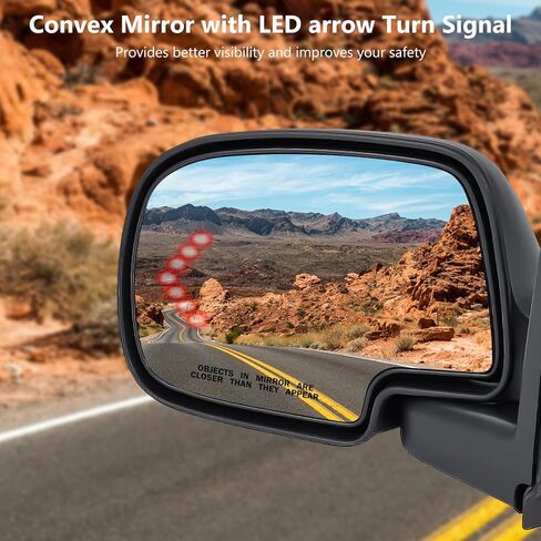 زجاج مرآة مُسخن بجانب السائق متوافق مع 2003-2006 كاديلاك إسكاليد، شيفروليه أفالانش، سيلفرادو، سوبربان، تاهو، جي إم سي سييرا، يوكون، مرآة محدبة مع إشارة الانعطاف (يسار) in Kuwait