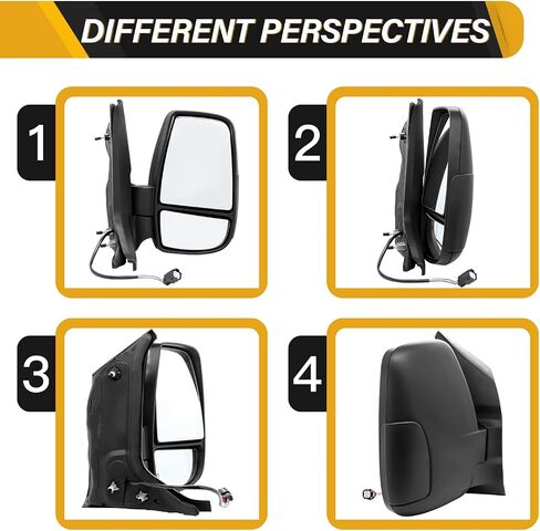 Mirror Assembly Compatible with Ford Transit 150 250 350 350HD 2015-2019 w/Medium, High Roof, Power Glass, w/o Power Fold, w/o Heat, CK4Z-17682-DC, Right Passenger Side in Saudi Arabia