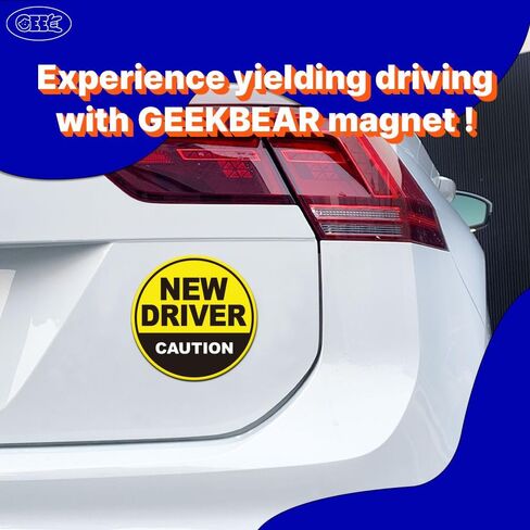 مغناطيس سيارة GEEKBEAR New Driver - ملون، عاكس، مقاوم للطقس - دائري 4.7 × 4.7 بوصة (وردي فاتح/فيروزوي) in Saudi Arabia
