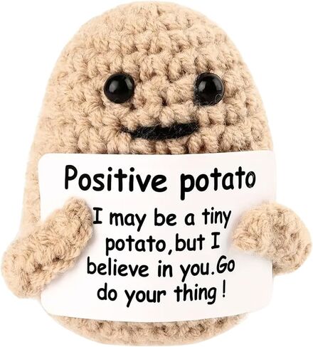 Funny Positive Potato, Crochet Inspirational Potato with Positive Card Birthday Gifts Cheer up Gifts for New Year Gift for Women and Girls. in Saudi Arabia