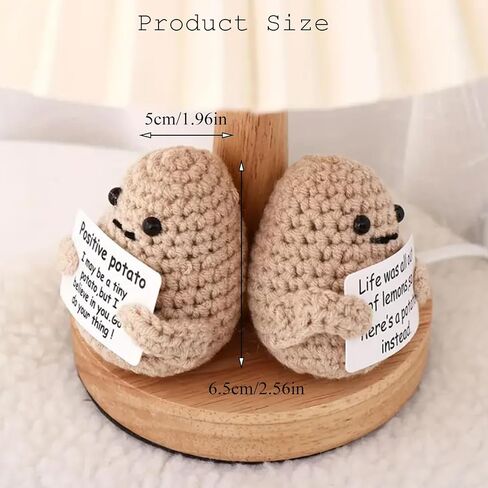 Funny Positive Potato, Crochet Inspirational Potato with Positive Card Birthday Gifts Cheer up Gifts for New Year Gift for Women and Girls. in Saudi Arabia