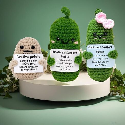 Funny Positive Potato, Crochet Inspirational Potato with Positive Card Birthday Gifts Cheer up Gifts for New Year Gift for Women and Girls. in Saudi Arabia