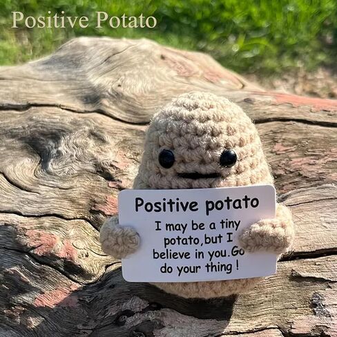 Funny Positive Potato, Crochet Inspirational Potato with Positive Card Birthday Gifts Cheer up Gifts for New Year Gift for Women and Girls. in Saudi Arabia