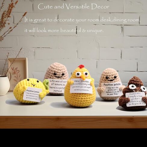 Funny Positive Potato, Crochet Inspirational Potato with Positive Card Birthday Gifts Cheer up Gifts for New Year Gift for Women and Girls. in Saudi Arabia