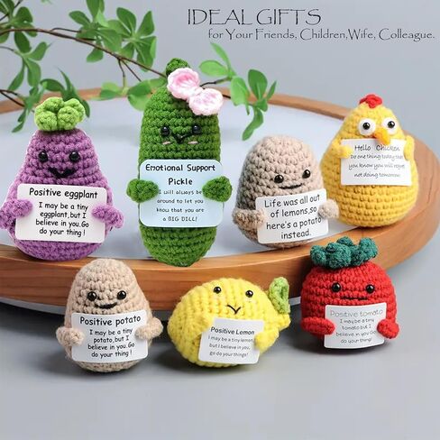 Funny Positive Potato, Crochet Inspirational Potato with Positive Card Birthday Gifts Cheer up Gifts for New Year Gift for Women and Girls. in Saudi Arabia