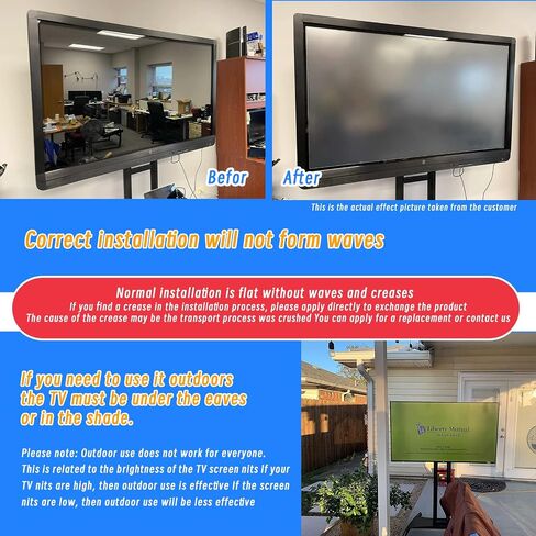 Anti UV TV Screen Protector for 65 Inch, Indoor & Outdoor Anti Glare TV Anti Blue Light Screen Frosted Film Anti Glare Film for TV in Saudi Arabia