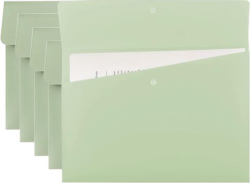 VANRA Poly File Folders Letter Size File Jackets Organizer Plastic Envelope A4 Flat Document Holder with Snap Button Closure (Pastel Pink, Pack of 5) in Saudi Arabia