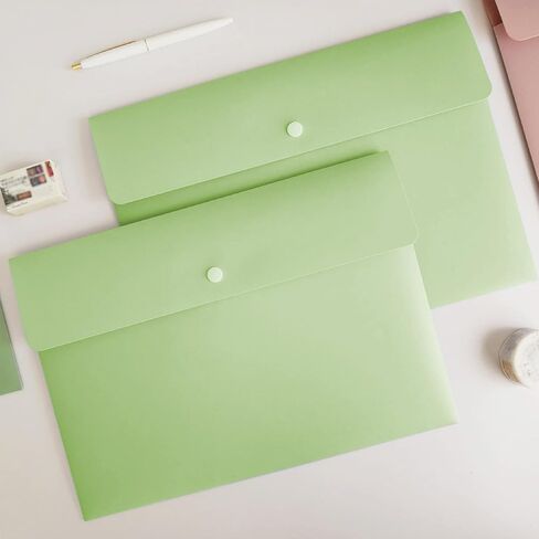 VANRA Poly File Folders Letter Size File Jackets Organizer Plastic Envelope A4 Flat Document Holder with Snap Button Closure (Pastel Pink, Pack of 5) in Saudi Arabia