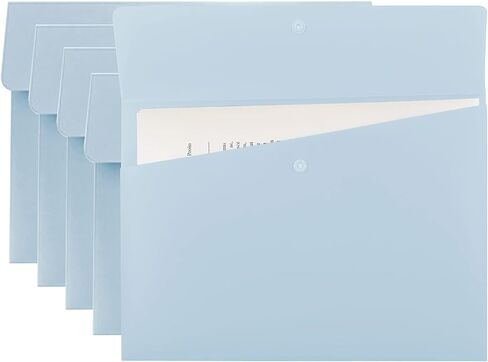 VANRA Poly File Folders Letter Size File Jackets Organizer Plastic Envelope A4 Flat Document Holder with Snap Button Closure (Pastel Pink, Pack of 5) in Saudi Arabia