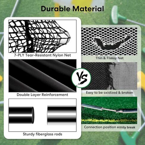 شبكة ضرب ممارسة الجولف المحمولة من Flysocks، شبكات جولف مقاس 10 × 7 أقدام مع هدف مركزي في حقيبة حمل للقيادة في الفناء الخلفي، شبكة تدريب على تقطيع الجولف في الأماكن المغلقة أو الهواء الطلق، أسود in Kuwait