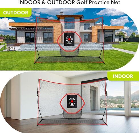 شبكة ضرب ممارسة الجولف المحمولة من Flysocks، شبكات جولف مقاس 10 × 7 أقدام مع هدف مركزي في حقيبة حمل للقيادة في الفناء الخلفي، شبكة تدريب على تقطيع الجولف في الأماكن المغلقة أو الهواء الطلق، أسود in Kuwait