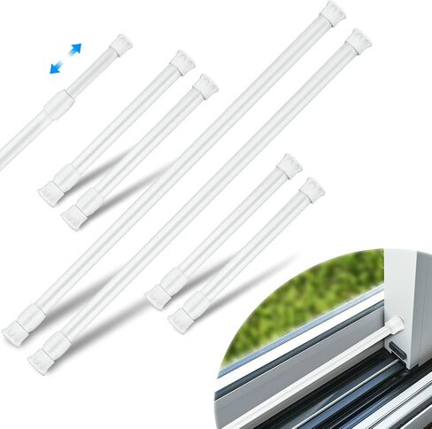 6 piece Tension Rod, Small Tension Rods for Windows，Sliding Door Security Bar,2 pieces of 15.8-27.6 inches and 4 pieces of 7-11 inches,No Drilling Adjustable for Wardrobe Bars, Bookcase (white) in Saudi Arabia