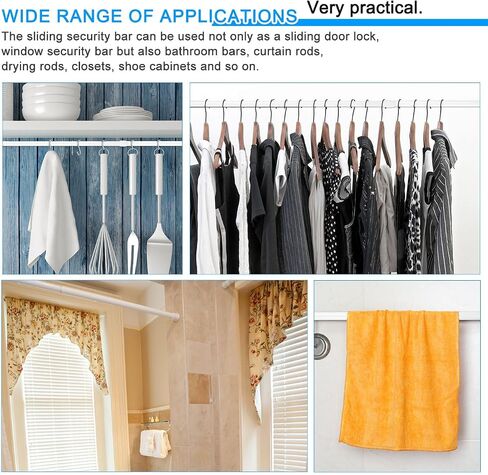 6 piece Tension Rod, Small Tension Rods for Windows，Sliding Door Security Bar,2 pieces of 15.8-27.6 inches and 4 pieces of 7-11 inches,No Drilling Adjustable for Wardrobe Bars, Bookcase (white) in Saudi Arabia