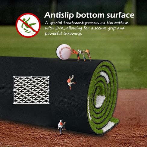 Softball Pitching Mat 10'x 3',Antifade Antislip Baseball Pitching Mat with Rubber Backing, Portable Artificial Turf Softball Pitching Mound for Indoor Outdoor Pitching Practice in Kuwait