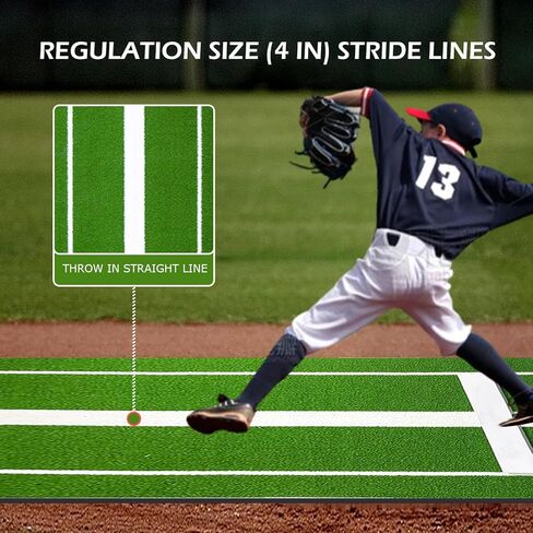 Softball Pitching Mat 10'x 3',Antifade Antislip Baseball Pitching Mat with Rubber Backing, Portable Artificial Turf Softball Pitching Mound for Indoor Outdoor Pitching Practice in Kuwait
