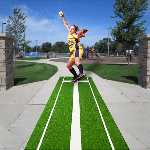 Softball Pitching Mat 10'x 3',Antifade Antislip Baseball Pitching Mat with Rubber Backing, Portable Artificial Turf Softball Pitching Mound for Indoor Outdoor Pitching Practice in Kuwait