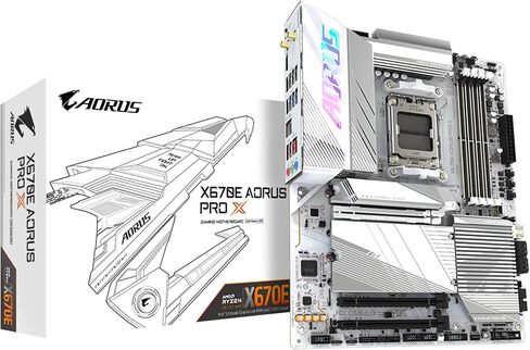 GIGABYTE X670E AORUS PRO X (AM5/ LGA 1718/ AMD/ X670E/ EATX/ ضمان 5 سنوات/ DDR5/ Quad M.2/ PCIe 5.0/ USB 3.2 Gen2X2 Type-C/WiFi 7/ Intel 2.5GbE LAN/Q-Flash Plus/EZ-Latch Plus/اللوحة الأم) in Saudi Arabia