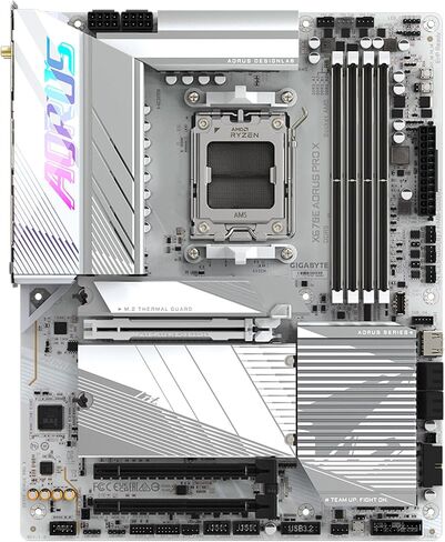 GIGABYTE X670E AORUS PRO X (AM5/ LGA 1718/ AMD/ X670E/ EATX/ ضمان 5 سنوات/ DDR5/ Quad M.2/ PCIe 5.0/ USB 3.2 Gen2X2 Type-C/WiFi 7/ Intel 2.5GbE LAN/Q-Flash Plus/EZ-Latch Plus/اللوحة الأم) in Saudi Arabia