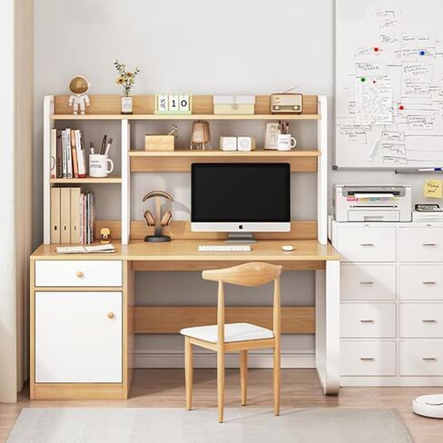 Aupekro 2 Tier Desktop Bookshelf for Computer Desk, Countertop Hutch Bookcase Organizer, Metal Desktop Shelves Organizer, Desk Storage Hutch Display Rack for Home, Dorm, Office Supplies in Kuwait