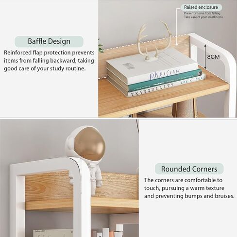 Aupekro 2 Tier Desktop Bookshelf for Computer Desk, Countertop Hutch Bookcase Organizer, Metal Desktop Shelves Organizer, Desk Storage Hutch Display Rack for Home, Dorm, Office Supplies in Kuwait