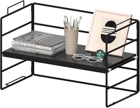 منظم رف مكتب معدني أنيق - تخزين سطح المكتب موفر للمساحة للوازم المكتبية، تصميم قابل للتعديل بطبقة واحدة، قابل للتكديس للإعداد المخصص in Kuwait