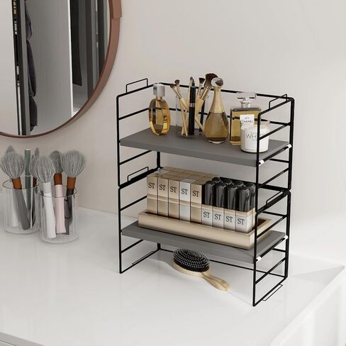 منظم رف مكتب معدني أنيق - تخزين سطح المكتب موفر للمساحة للوازم المكتبية، تصميم قابل للتعديل بطبقة واحدة، قابل للتكديس للإعداد المخصص in Kuwait